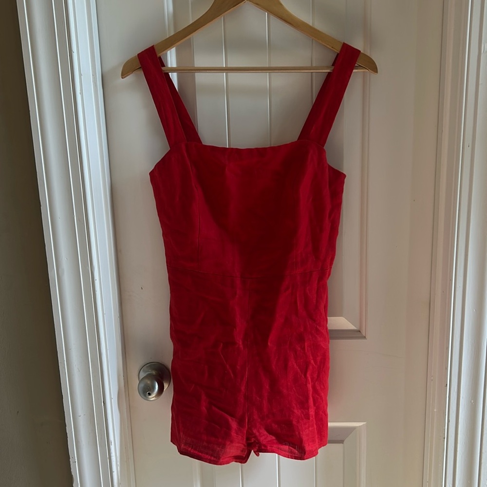 Lavender Brown Linen Romper